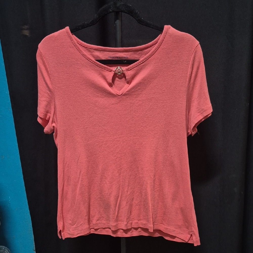 Tommy Hilfiger Coral Short Sleeve Top with Keyhole